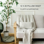 12 x 20 Outdoor Throw Pillow Inserts Set of 2 Waterproof Rectangle Lumbar Premium Decorative Couch Pillow Inserts Stuffers Form Small White Sofa Cushions Indoor