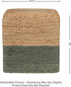 REDEARTH · Cube Pouf Foot Stool Ottoman - Jute Braided Pouffe Poof Accent Sitting Footrest for The Living Room, Bedroom, Nursery, Patio, Lounge & Other Rooms (14.5”x14.5”x16”; Natural Olive)