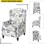 Wingback Recliner Chair, Traditional Push Back Recliner Chair with Padded Seat, Upholstered Wingback Chair, Mid Century Modern Floral Recliner for Living Room(2, Blue Floral)