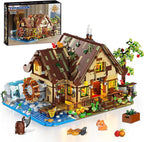 Wood Cabin Mini Building Set with Lights, Forest House Building Block Kit with Animals Stream Waterwheel, 2570 PCS Treehouse Construction Model Toy Collection for Adults Teens Boys Girls 12+