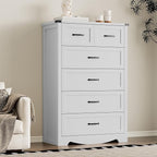 Tall 6-Drawer Dresser for Bedroom, Modern Wooden Chest of Drawers with Metal Handles, Anti-Tipping Design, Sturdy and Stable Storage Organizer for Living Room, Entryway, Home Office, Standard