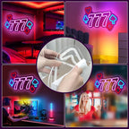 777 Casino Neon Signs for Wall Decor Pink LED Light Sign for Poker Room Decor Light Up Sign for Birthday Party Decoration USB Powered