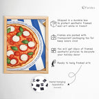 Kitchen Wall Decor Natural Oak Framed Wall Art, 10 pcs of Food Prints for Dining Room Wall Decor, Colorful Pasta and Fruit Wall Pictures for Decoration