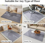 Glass Chair Mat 36" x 55" Heavy Duty Tempered Glass Mat,Office Glass Floor Mat with Round Corner and Polished Edge for Smooth Glide, Carpet Hardwood Floor Protector,Grey