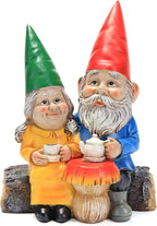 Garden Gnome Statue for Outdoor Decoration,Couple in Love Gnome Figurine for Patio Yard Lawn Outside Porch Decor,Garden Sculptures & Statues,Coffee Knome Romantic Forever Love