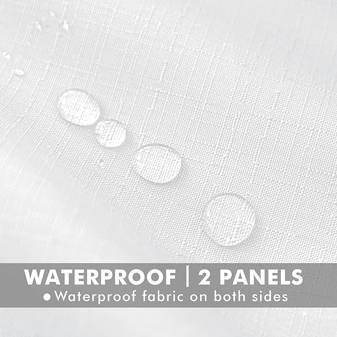 HolidayIdeas 4 Panels Outdoor Curtains for Patio Waterproof White Linen Curtains 95 Inch Length-Indoor/Outside Curtains Weatherproof, Privacy for Pergola, Porch, Gazebo-54 Wide x 95" Long