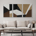 SIGNWIN Framed Canvas Print Wall Art Bold Geometric Shapes Modern Black, White, and Brown Abstract Photography Modern Art Minimalist Black and White for Living Room, Bedroom, Office - 16"x24"x3 White