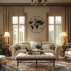 30 Inch Extra Giant Large Wall Clock Oversized,Black Big Metal Modern Decorative Silent World Map Wall Clock with Vintage Gold Roman Numeral for Office,Living Room,Kitchen,Dining Room Decor