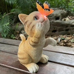 Garden Decor Solar Cat Figurines Cat Lover Gifts with LED Butterfly Lights for Indoor Outdoor Decor for Yard Garden Patio Decor Gifts for Women Grandma Mother's Day Birthday