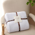 Chunky Cable Knit Throw Blanket Lightweight White 100% Organic Cotton Blanket for Sofa Couch Bed Baby Nursery, Rustic Shabby Chic Modern Farmhouse, Pure White 51” x 63” Give Laundering Bag