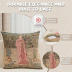 Charlotte Home Furnishings Decorative Tapestry Pillow Cover 19x19 in, Green Menestrel Couch Throw Pillow Cover, French Country Square Cushion Cases for Bed Room Home Decor, Soft Cotton Jacquard Woven