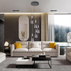 5-Light led Pendant Light, Dimmable Modern Pendant Light Kitchen Island Light Fixture Luxury Meteor Shower-Style Black Led Chandelier for Dinning Room, Kitchen Lighting Fixture