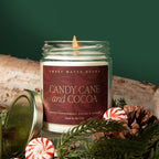 Sweet Water Decor Candy Cane and Cocoa Soy Candle - Hot Chocolate Peppermint Candle for Christmas Decor - Gold Foil Pattern 9oz Clear Jar, 40 Hour Burn Time, Made in The USA
