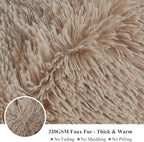 XeGe Luxury Faux Fur Throw, Soft 50x60 Fluffy Blanket, Shaggy Plush Decorative Couch Blanket, Winter Fall Cute Fuzzy Furry Lap Throw for Office Bedroom Living Room Khaki