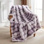 Lotus Karen Faux Fur Throw Blanket Tie-Dye Purple - Big Bubble Rabbit Fluff Blanket for Couch,Small Fluffy Fuzzy Cozy Blanket,Thick Furry Plush Shaggy Blankets,60x80 Inches
