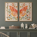SIGNFORD Framed Canvas Print Wall Art Set Whimsical Butterfly and Florals Colorful Nature Illustration Modern Art Decorative Nordic Nature for Living Room, Bedroom, Office - 24"x36"x2 Natural