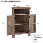 Corner Bathroom Cabinet, Farmhouse Small Corner Cabinet with Barn Door & Adjustable Shelf, Storage Cabinets for Bathroom, Kitchen, Living Room, Rustic Brown
