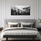 Foggy Forest Wall Art for Living Room,Black and White Pictures for Wall,Tree Wall Decor for Bedroom 20 x 40 Inch