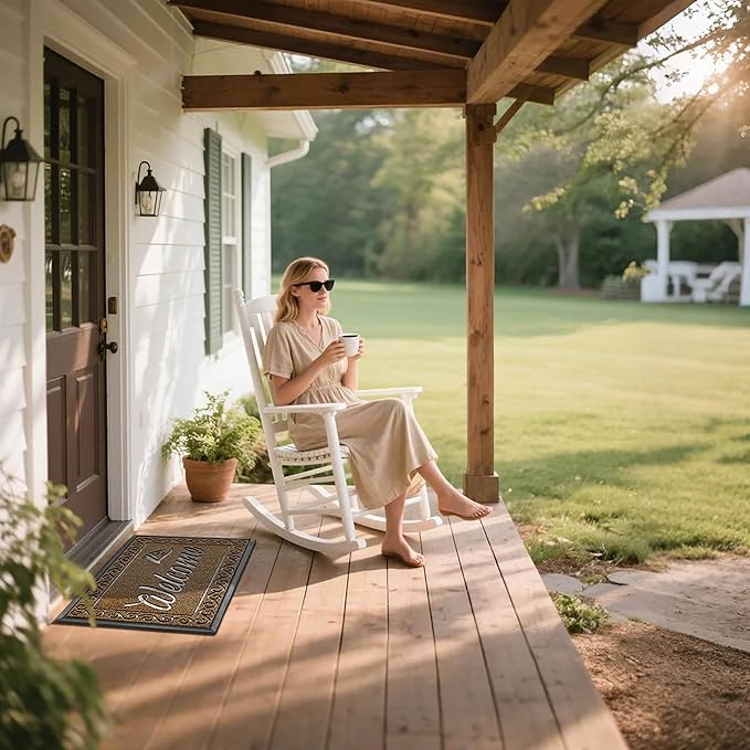 Yimobra Welcome Front Door Mat, Heavy Duty Easy Clean Doormat Indoor Outdoor, Waterproof Quick Dry Floor Mat for Home, Garage, Hign Traffic Areas, Non Slip, Low Profile, 29.5X17 Inches, Beige Brown