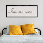 LuZhiQiang Love You More Sign Wall Decor 40"x15" for Master Bedroom Above Over Bed Large Simple Wood Framed Hanging Wall Art (Black)