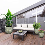 Craft flowerpots 18"+13"+19" Dia Round Concrete Planter Set of 3 Large Outdoor/Indoor Planter Pots Containers with Drainage Holes and Rubber Plug for Home Garden (Green, Large)