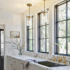 Brass Hammered Hand-Blown Glass Pendant Light, Pendant Lights Kitchen Island Vintage Kitchen Island Lighting Gold Pendant Light Fixtures Dining Room Light Island Lights Pendant Lighting 1 Pack