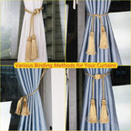 Gold Curtain Tiebacks with Tassel,Modern Rope Window Curtain Ties Backs for Draperies, Outdoor Elegant Decorative Curtain Holdbacks