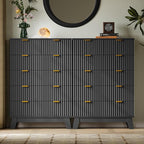 46" Tall Dresser for Bedroom, 6-Drawer Fluted Chest of Drawers, Modern Wood Highboy with Deep Storage, Metal Slides and Handles, Anti-Tip Kit, Vertical Clothes Organizer for Apartment, Nursery