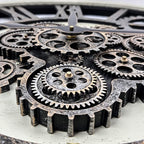 HOIBAI Large Wall Clock, Wall Clocks for Living Room Decor 30 Inch Farmhouse Vintage Rustic Kitchen Wall Decor Vintage Roman Oversized Wall Clock for Home Bedroom House, Moving Gears Clock