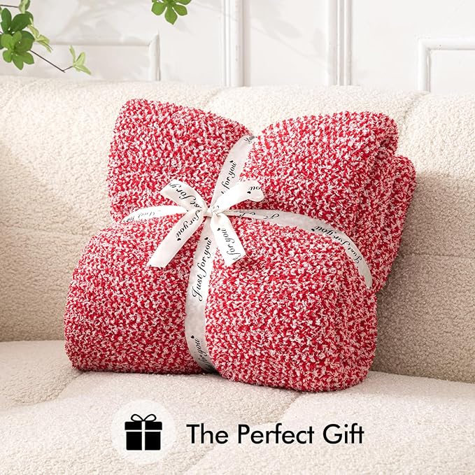 MIULEE Red Super Soft Throw Blanket for Couch, Cozy Fluffy Warm Blankets Lightweight Knit Throw Blankets for Sofa, Bed, Chair, Living Room, Camping, Picnic, 50 x 70 inch
