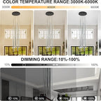 138" Modern LED Chandelier, Clustered Led Pendant Light, 20-Lights Dimmable High Ceiling Large Hanging Lighting Fixture for Loft Villa Living Room Stairs Foyer (Black-110W-20 Lights)
