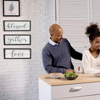 Gather Sign for Home Decor in Grey - Farmhouse Kitchen Dining Room Wall Decor - Rustic Wall Decoration Solid Wood Thick Black Frame 12x5 Inches