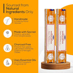 Satya Sandalwood Incense Sticks 180 gm (15GM X 12 Pack) from Satya Sai Baba Nag Champa and Raajsee Incense Sticks Holder Bundle, Free from Chemicals,Natural Insenses