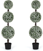 Bornbridge Artificial Baby's Breath Topiary Ball Tree - 4' Baby's Breath Ball Tree - Indoor/Outdoor Topiary Trees - Artificial Outdoor Plants (2 Pack)