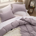 Bedsure Dusty Purple Duvet Cover Full Size - 3 Pieces Prewashed Extra Soft Cotton-Like Bedding Set, Includes 1 Duvet Cover 80x90 Inches with Zipper Closure & 2 Pillow Shams, Comforter Not Included