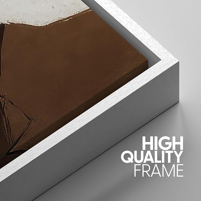 SIGNWIN Framed Canvas Print Wall Art Modern Abstract Neutral Tone Minimalist Geometric Photography Modern Art Minimalist Black and White for Living Room, Bedroom, Office - 16"x24"x3 White