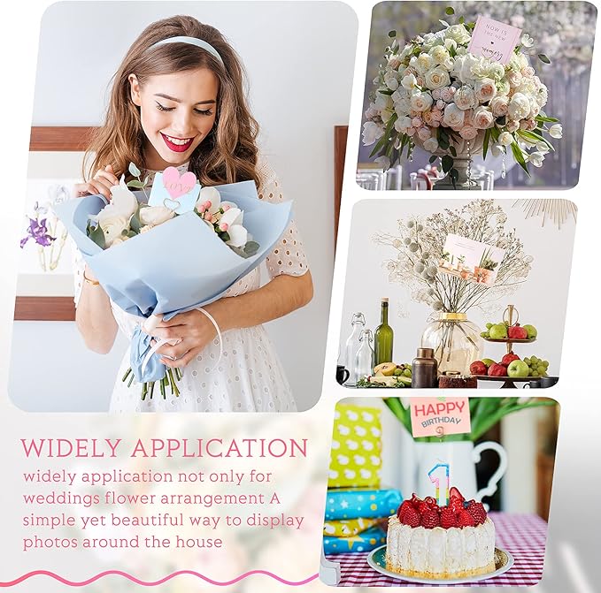 Sunnyray 30 Pieces Metal Wire Floral Picks Wire Place Card Holder Stand 13 Inch Table Name Number Picture Clips Menu Note Memo Holder for Wedding Birthday Party