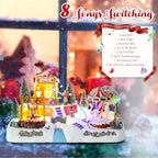 taman Christmas Village Houses - Musical Amusement Park Collectible Buildings with Merry-go-Around,Swing,Popcorn Wagon Ornaments for Christmas Holiday Decorations