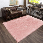 Latepis 3x4 Area Rug, Faux Fur Sheepskin Rug for Living Room, Fuzzy Rugs for Teen Girls Bedroom, Luxury Room Decor, Fluffy Pink Rug, Rectangle