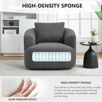 Swivel Accent Chair,360° Rotating Barrel Chair,Teddy Fleece High-Resilience Sponge Single Sofa, Easy Assembly for Living Room, Bedroom, Apartment Dark Grey