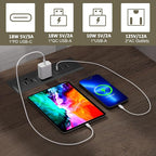 18" Wide End Table with Fast Charging Station Set of 2, 18” Wide Sofa Side Table with Drawers,End Table with Drawers for Living Room,Blue