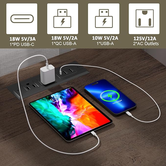 18" Wide End Table with Fast Charging Station Set of 2, 18” Wide Sofa Side Table with Drawers,End Table with Drawers for Living Room,Blue