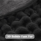 NEWCOSPLAY Faux Fur Throw Blanket Black Bubble Blanket Thick Warm Soft for Couch Sofa Bed 550GSM (Black, Throw(50"x60"))