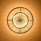 VONLUCE Crystal Light Fixture, Modern Semi Flush Mount Ceiling Light, 15" Round 4-Light Crystal Chandelier Hallway Lighting for Kitchen Bedroom Living Room Dining Room Entryway Closet, Gold