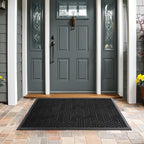 Mibao Front Door Mat Outside Entrance, Durable Outdoor Indoor Mat, Low Profile Heavy Duty Doormat, Non-Slip, Traps Dirt and Moisture, Easy Clean Patio Porch Entryway Mat, 24" x 36", Black