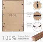 24x36 Poster Frame Natural Solid Walnut Photo Frames with 20x30 Removable Mat Wall Hanging Large Handcrafted Frame with HD Plexiglass Wall and Tabletop Display Large Picture Frame