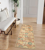 Lahome Moroccan Trellis Hallway Rug, 2x5 Washable Runner Rug Non Slip Kitchen Runners for Hallways, Ultra-Thin Vintage Carpet for Bedroom Bathroom Entryway, Red/Orange