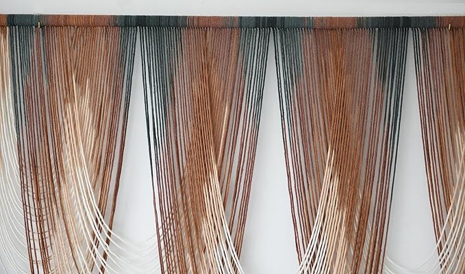 IOWER Macrame Wall Hanging Brown Dip-Dyed Large Macrame Wall Decor For Living Room Boho Fiber Art for Office Decoration 57" W x 41" L