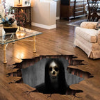 3D Halloween Wall Decals Scary Skeleton Halloween Wall Stickers, Spooky Long Hair Zombie Floor Decor Posters Decals Decorations for Living Room Bedroom Party Supplies