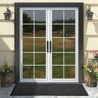 Yimobra Front Door Mat Outdoor Indoor Entrance, 100% Waterproof All-Season All Weather Doormat, Welcome Matt Outside Entry, Non Slip, Low Profile, Heavy Duty Patio Porch Floor Mats,47 x 24,Black Grey